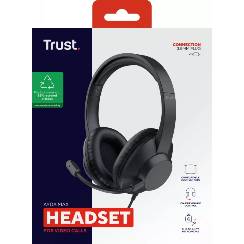 Trust Ayda Max Headset Wired Head-band Office/Call center Black