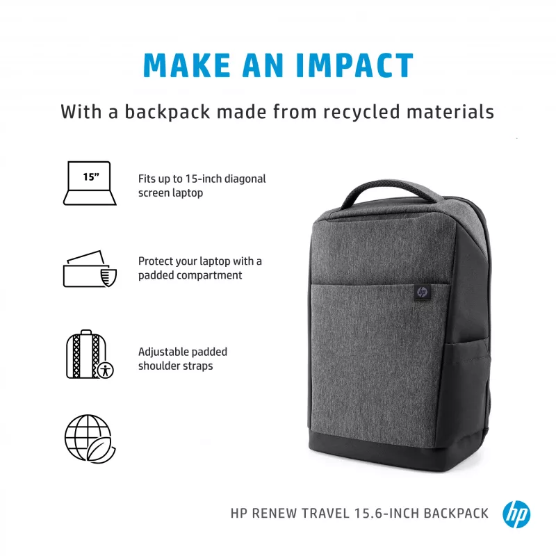 HP Renew Travel 15.6-inch Backpack, Backpack, 650 g