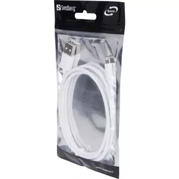 Sandberg USBLightning MFI 1m SAVER, 1 m, Lightning, USB A, Male, Male, White