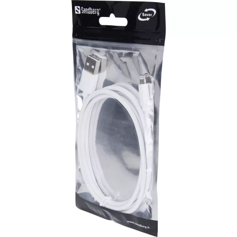 Sandberg USBLightning MFI 1m SAVER, 1 m, Lightning, USB A, Male, Male, White