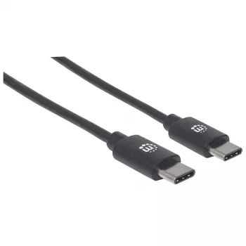 Manhattan USB-C to USB-C Cable, 3m, Male to Male, Black, 480 Mbps (USB 2.0), Hi-Speed USB, Lifetime Warranty, Equivalent to USB2CC3M