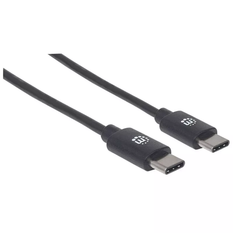Manhattan USB-C to USB-C Cable, 3m, Male to Male, Black, 480 Mbps (USB 2.0), Hi-Speed USB, Lifetime Warranty, Equivalent to USB2CC3M