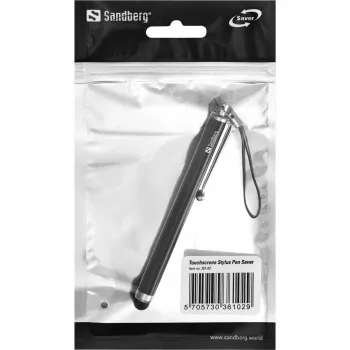 Sandberg Touchscreen Stylus Pen Saver, Universal, Any brand, Black, Silver, Metal, Rubber, 1 pc(s), 100 mm