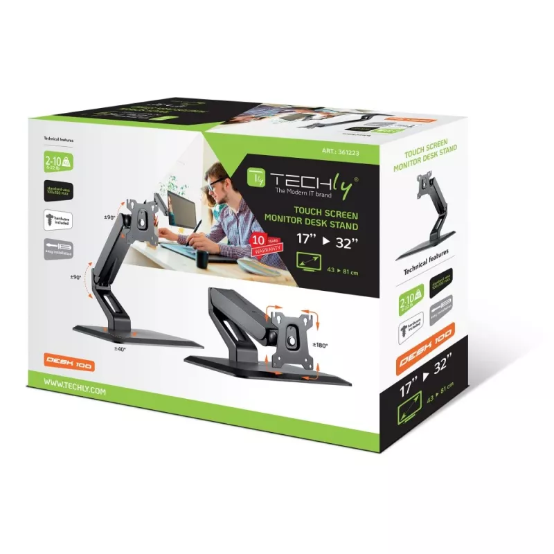 Techly ICA-LCD 35TS monitor mount / stand 81.3 cm (32 inch) Desk Black