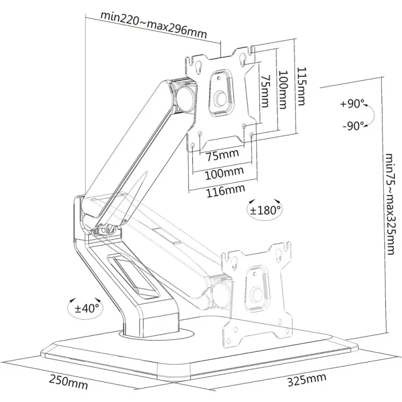 Techly ICA-LCD 35TS monitor mount / stand 81.3 cm (32 inch) Desk Black