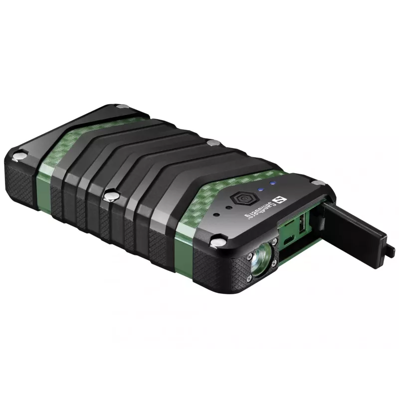 Sandberg Survivor Powerbank 20000, 20000 mAh, Lithium-Ion (Li-Ion), Black, Green