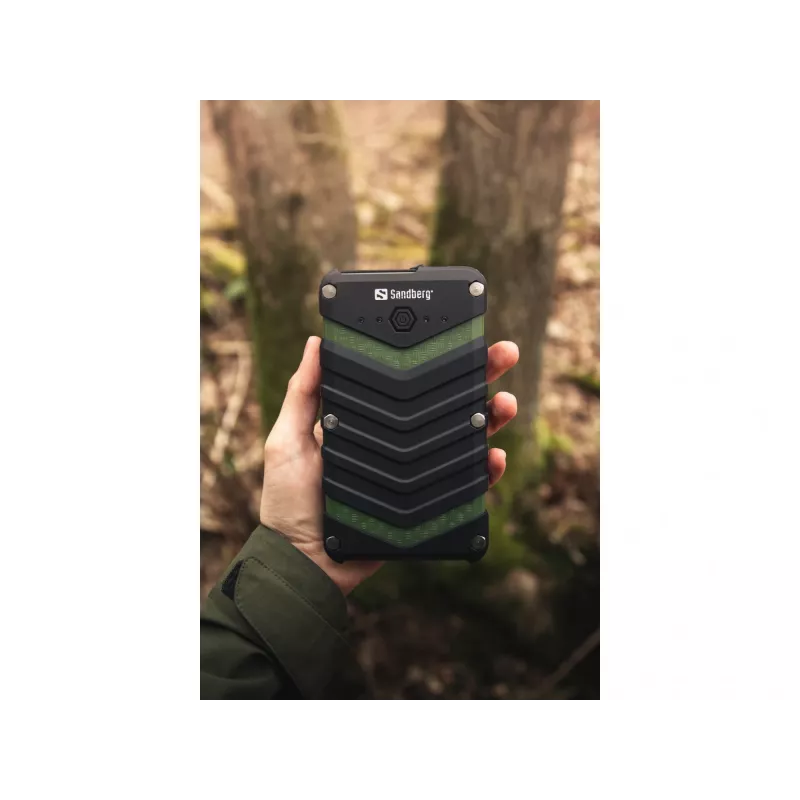 Sandberg Survivor Powerbank 20000, 20000 mAh, Lithium-Ion (Li-Ion), Black, Green