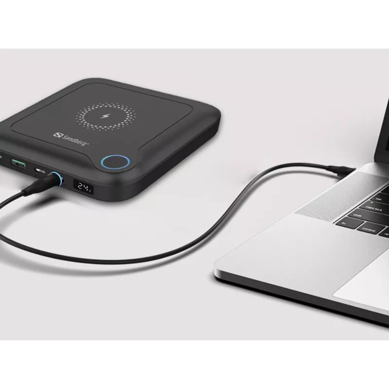 Sandberg All-in1 Laptop Powerbank 24000, 24000 mAh, Quick Charge 2.0, Wireless charging, Black