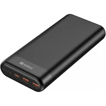 Sandberg Powerbank 20000 PD65W+2xQC3.0, 20000 mAh, Lithium-Ion (Li-Ion), Quick Charge 3.0, 65 W, Black