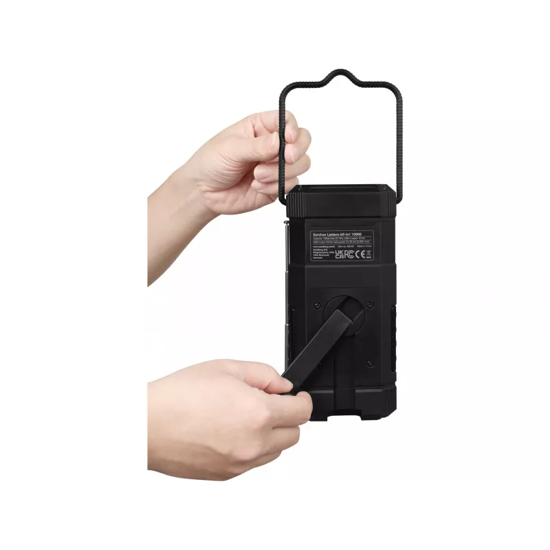 Sandberg Survivor Lantern All-in1 10000, Battery powered camping lantern, Black, IPX5, LED, USB C, Battery