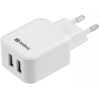 Sandberg AC Charger Dual USB 2.4+1A EU, Indoor, AC, USB, 5 V, Black, White