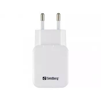 Sandberg AC Charger Dual USB 2.4+1A EU, Indoor, AC, USB, 5 V, Black, White
