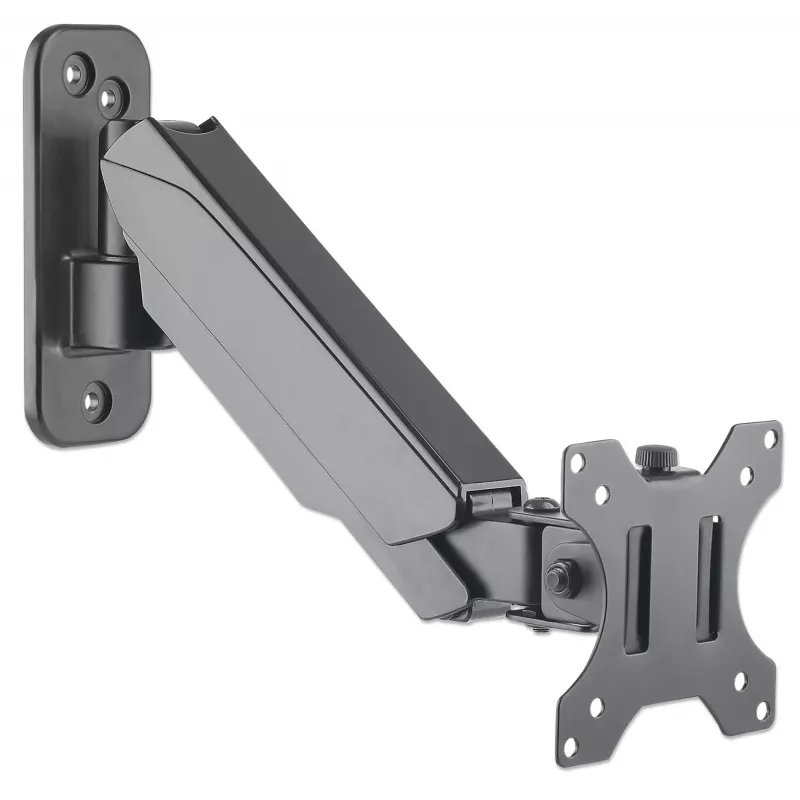 Manhattan Wall Mount for TV & Monitors (Spring Arm 2 pivots), For screens 17 inch to 32 inch, VESA compatibility: 75x75mm and 100x100mm - check the dimensions of the four mounting holes on back of screen to ensure it fits, Max 8kg, Black, Bracket, Lifetime Warranty