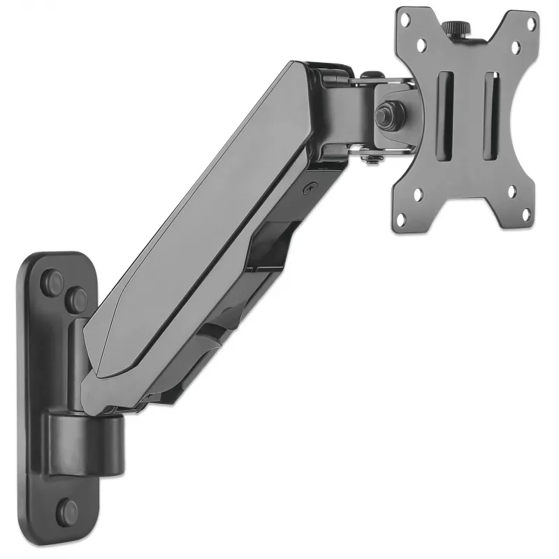 Manhattan Wall Mount for TV & Monitors (Spring Arm 2 pivots), For screens 17 inch to 32 inch, VESA compatibility: 75x75mm and 100x100mm - check the dimensions of the four mounting holes on back of screen to ensure it fits, Max 8kg, Black, Bracket, Lifetime Warranty