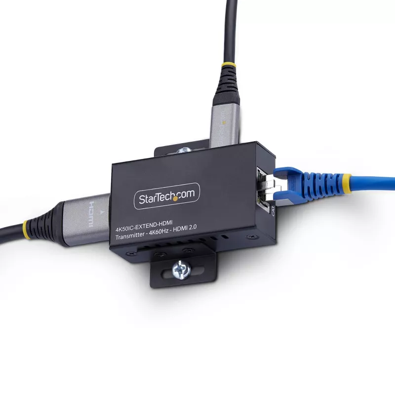 StarTech.com HDMI Extender Over CAT5e/CAT6, 4K 60Hz, Up to 200ft (60m), Transmitter and Receiver Kit, Power Over Cable, Compact Form Factor