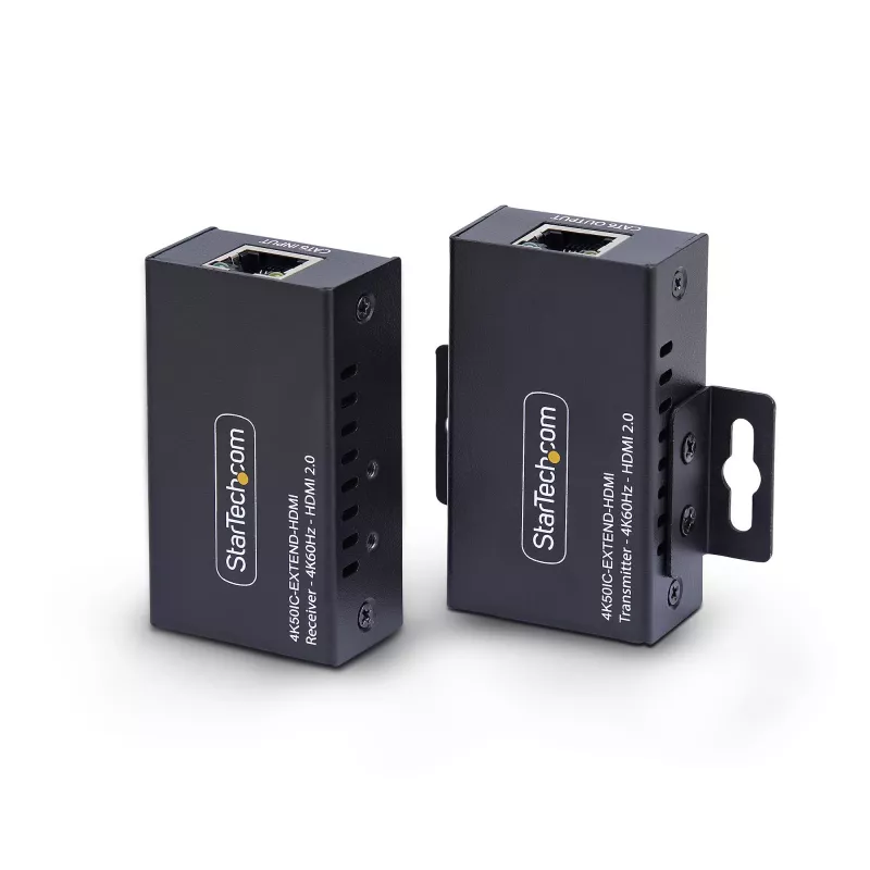 StarTech.com HDMI Extender Over CAT5e/CAT6, 4K 60Hz, Up to 200ft (60m), Transmitter and Receiver Kit, Power Over Cable, Compact Form Factor