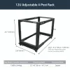 StarTech.com 4-Post 12U Mobile Open Frame Server Rack, 19 inch Network Rack with Wheels, Adjustable Depth 22-40 inch, 1200 lbs Capacity, Casters/Leveling Feet/Floor Mounting