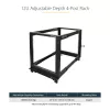 StarTech.com 4-Post 12U Mobile Open Frame Server Rack, 19 inch Network Rack with Wheels, Adjustable Depth 22-40 inch, 1200 lbs Capacity, Casters/Leveling Feet/Floor Mounting