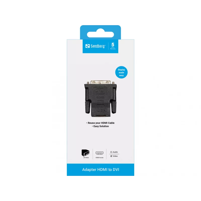 Sandberg Adapter DVI-M - HDMI-F, DVI, HDMI, Black