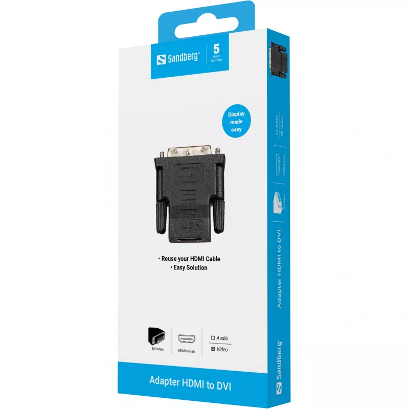 Sandberg Adapter DVI-M - HDMI-F, DVI, HDMI, Black