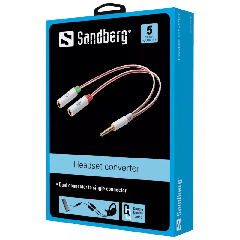 Sandberg Headset converter Dual-Single, 3.5mm TRS, Male, Female, White