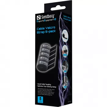 Sandberg Cable Velcro Strap 5-pack, Hook & loop cable tie, Black, 1000 mm, 73 g, 50 mm, 50 mm