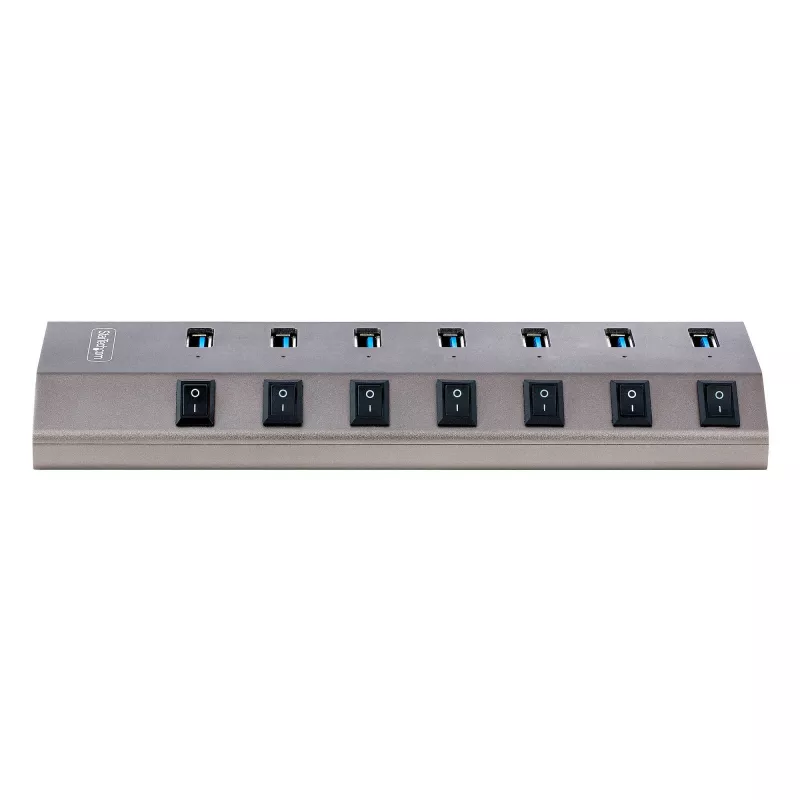 StarTech.com 7-Port Self-Powered USB-C Hub with Individual On/Off Switches, USB 3.0 5Gbps Expansion Hub w/Power Supply, Desktop/Laptop USB-C to USB-A Hub, USB Type C Hub w/BC 1.2