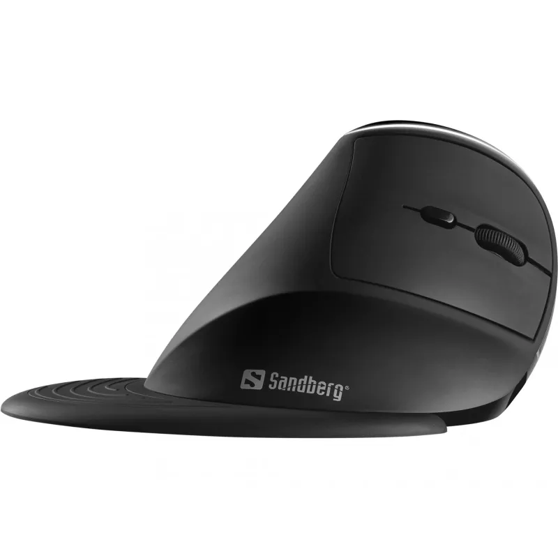 Sandberg Wireless Vertical Mouse Pro, Right-hand, Vertical design, Optical, RF Wireless, 1600 DPI, Black