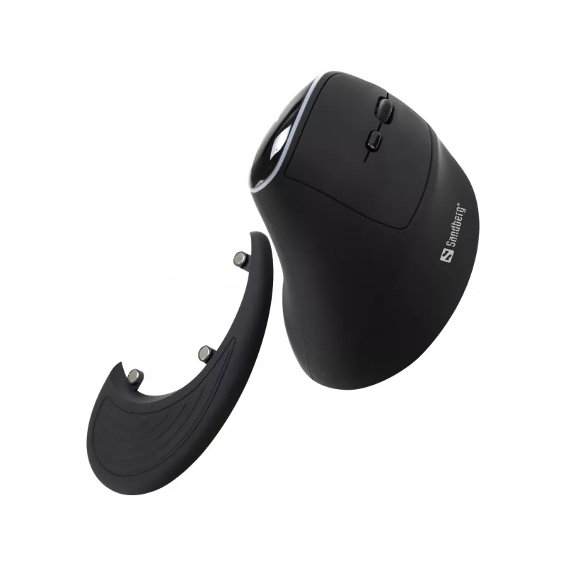 Sandberg Wireless Vertical Mouse Pro, Right-hand, Vertical design, Optical, RF Wireless, 1600 DPI, Black