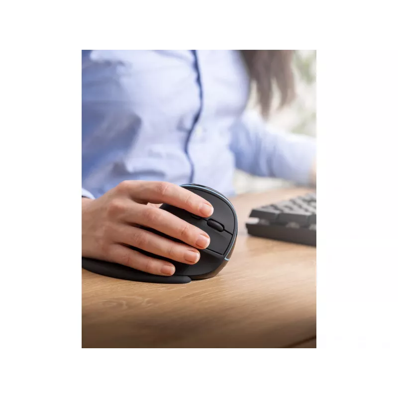 Sandberg Wireless Vertical Mouse Pro, Right-hand, Vertical design, Optical, RF Wireless, 1600 DPI, Black