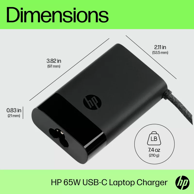 HP USB-C 65W Laptop Charger, Laptop, Indoor, 90 V, 47 - 63 Hz, 65 W, 5 - 20 V