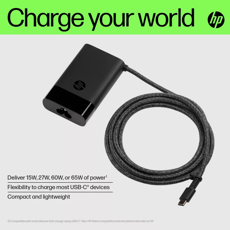HP USB-C 65W Laptop Charger, Laptop, Indoor, 90 V, 47 - 63 Hz, 65 W, 5 - 20 V