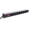 Intellinet 19 inch 1U Rackmount 8-Output Power Distribution Unit (PDU) EU CEE 7/3 Outlets, With On/Off Switch and Overload Protection, Built-in 3m Power Cord with EU CEE 7/4 Plug