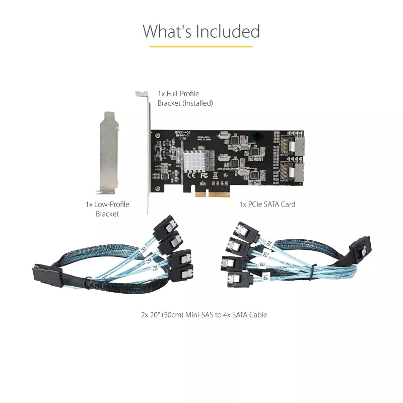 StarTech.com 8 Port SATA PCIe Card - PCI Express 6Gbps SATA Expansion Adapter Card with 4 Host Controllers - SATA PCIe Controller Card - PCI-e x4 Gen 2 to SATA III - SATA HDD/SSD