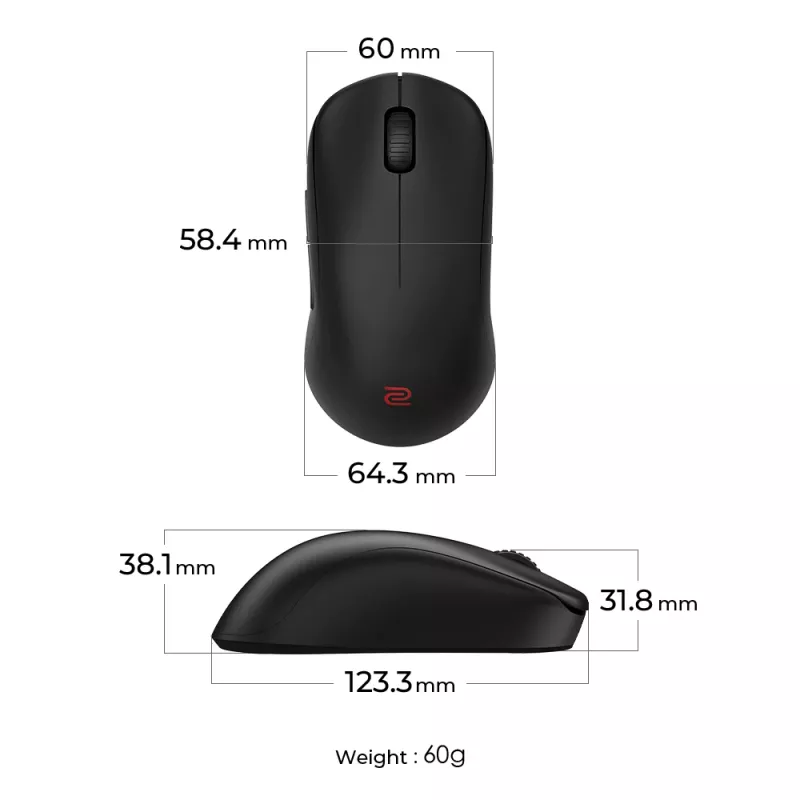 ZOWIE U2-DW mouse Gaming Right-hand RF Wireless 3200 DPI