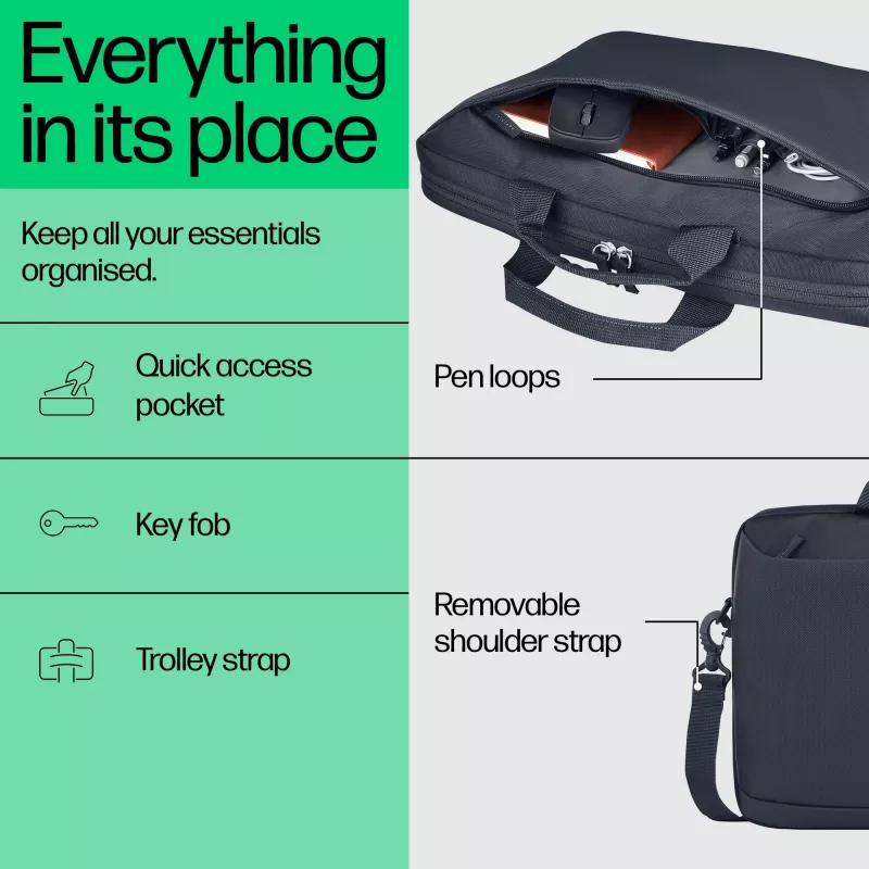 HP Everyday 14-inch Laptop Briefcase, Briefcase, 35.8 cm (14.1 inch), Shoulder strap, 420 g