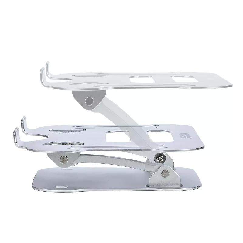 StarTech.com Laptop Stand for Desk, Ergonomic Laptop Stand Adjustable Height, Aluminum, Portable, Supports up to 22lb (10kg), Foldable Laptop Holder for Desk - Angled Notebook Computer Riser/Lift