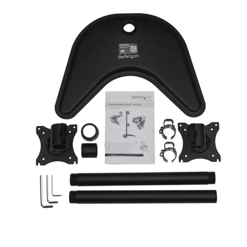 StarTech.com Dual-Monitor Stand - Vertical, Freestanding, 10 kg, 33 cm (13 inch), 68.6 cm (27 inch), 100 x 100 mm, Black