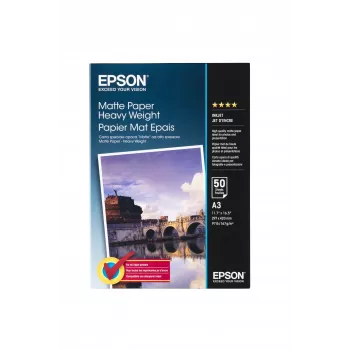 Epson Matte Paper Heavy Weight, DIN A3, 167g/m², 50 Sheets, Inkjet printing, A3 (297x420 mm), Matt, 50 sheets, 167 g/m², White