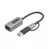StarTech.com USB-C to Ethernet Adapter with USB-A Dongle, 10/100/1000Mbps, USB 3.0 to Gigabit Ethernet Network Adapter, 6in/15cm Attached Cable, USB GbE Adapter