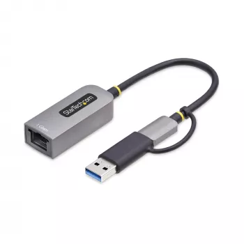 StarTech.com USB-C to Ethernet Adapter with USB-A Dongle, 10/100/1000Mbps, USB 3.0 to Gigabit Ethernet Network Adapter, 6in/15cm Attached Cable, USB GbE Adapter