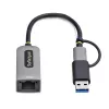 StarTech.com USB-C to Ethernet Adapter with USB-A Dongle, 10/100/1000Mbps, USB 3.0 to Gigabit Ethernet Network Adapter, 6in/15cm Attached Cable, USB GbE Adapter