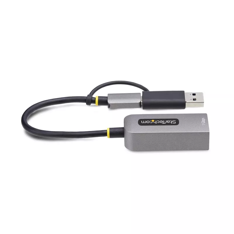 StarTech.com USB-C to Ethernet Adapter with USB-A Dongle, 10/100/1000Mbps, USB 3.0 to Gigabit Ethernet Network Adapter, 6in/15cm Attached Cable, USB GbE Adapter