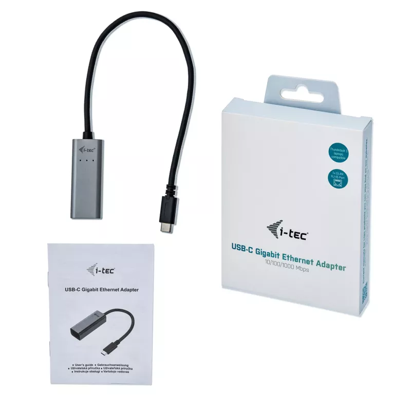 i-tec Metal USB-C Gigabit Ethernet Adapter, Wired, USB Type-C, Ethernet, 1000 Mbit/s, Grey