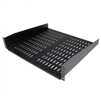 StarTech.com 2U Server Rack Shelf - Universal Vented Rack Mount Cantilever Tray for 19 inch Network Equipment Rack & Cabinet - Heavy Duty Steel - Weight Capacity 50lb/23kg - 16 inch Deep Shelf, Black