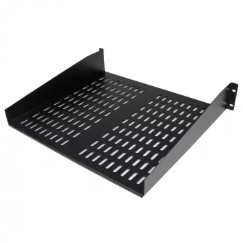 StarTech.com 2U Server Rack Shelf - Universal Vented Rack Mount Cantilever Tray for 19 inch Network Equipment Rack & Cabinet - Heavy Duty Steel - Weight Capacity 50lb/23kg - 16 inch Deep Shelf, Black