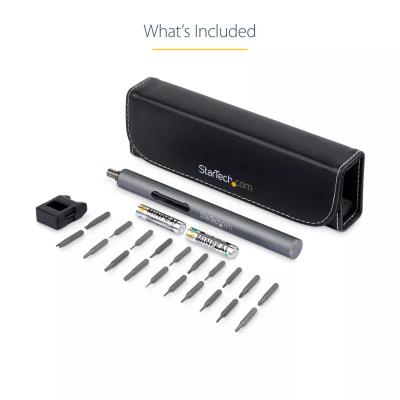 StarTech.com 20-Bit Electric Precision Screwdriver Set - Portable/Mini Battery Powered Bit Driver Kit for Electronic, Laptop, Computer, Tablet & Phone Repairs - Magnetic - Cordless