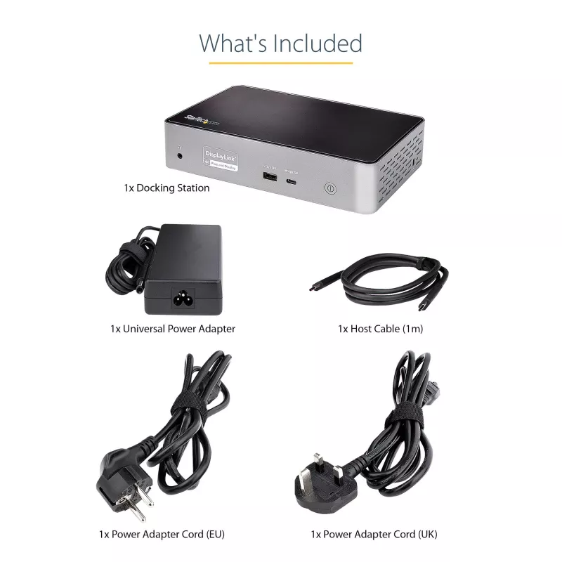 StarTech.com USB C Dock - 4K 60Hz Quad Monitor DisplayPort & HDMI - Universal USB-C Docking Station with 100W Power Delivery - USB Hub with 1x USB Type-C & 3x USB-A, Ethernet, Audio