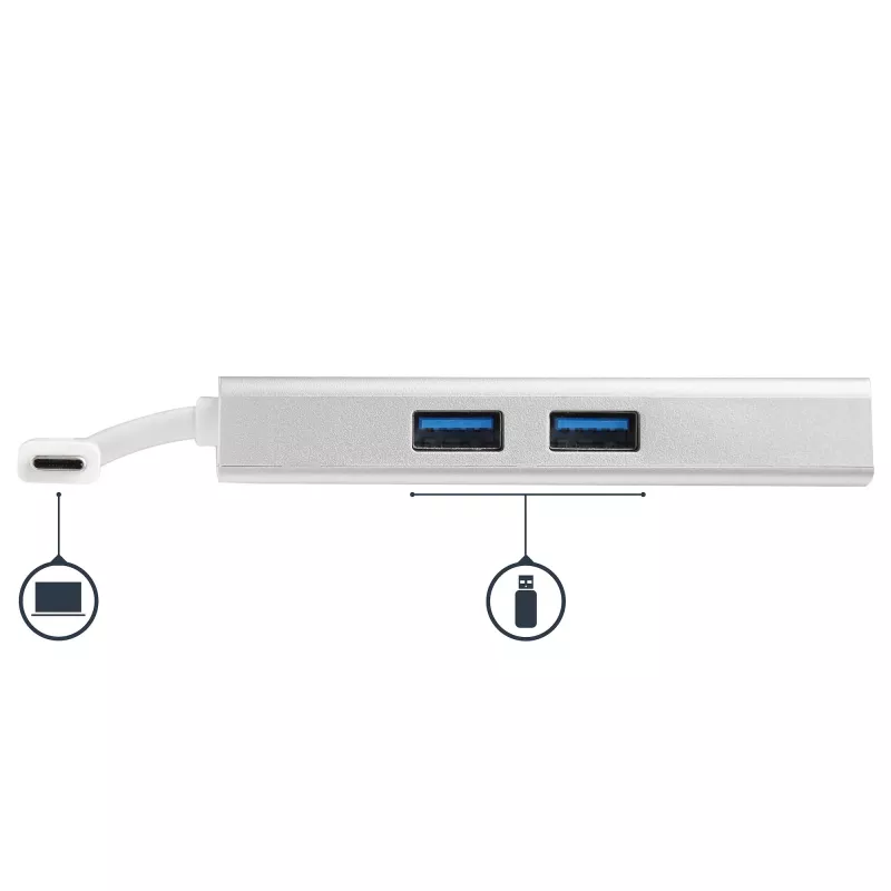StarTech.com USB-C Multiport Adapter - USB-C Travel Docking Station w/ 4K HDMI - 60W Power Delivery Pass-Through, GbE, 2pt USB-A 3.0 Hub - Portable Mini USB Type-C Dock for Laptop - White