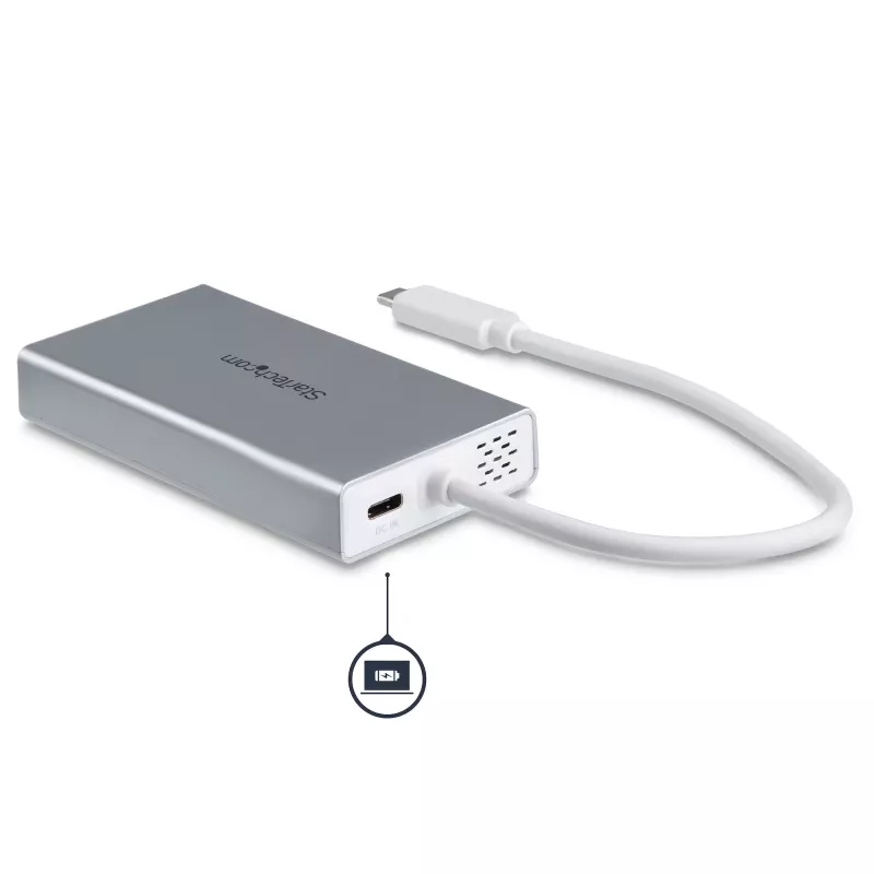StarTech.com USB-C Multiport Adapter - USB-C Travel Docking Station w/ 4K HDMI - 60W Power Delivery Pass-Through, GbE, 2pt USB-A 3.0 Hub - Portable Mini USB Type-C Dock for Laptop - White